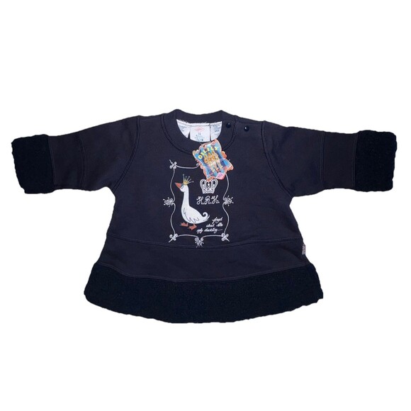 OILILY Baby's Collection Navy Blue Sweatshirt NWT Size 12M HRH Duckling Swan - Picture 1 of 9